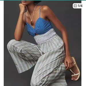 Anthropologie Plenty by Tracy Reese Poplin Striped Jumpsuit